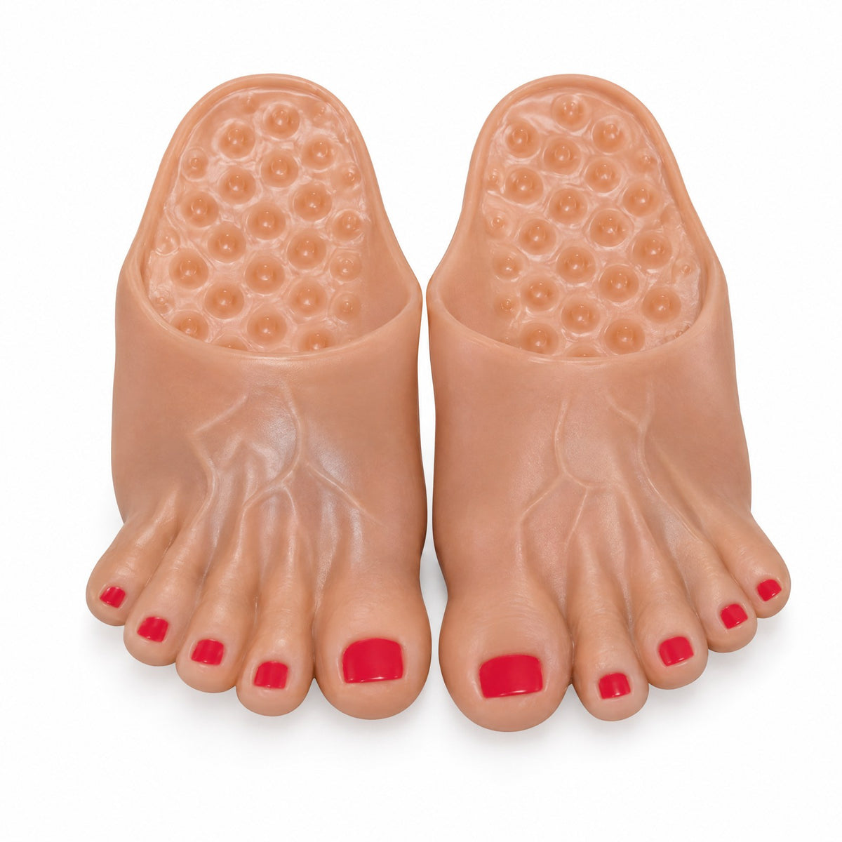 DawgzOut Giant Foot Slippers with red painted toenails